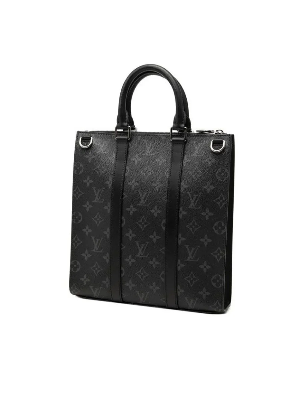 Louis Vuitton Monogram Eclipse Sac Plat Cross 2-Way Shoulder Bag Black Leather
